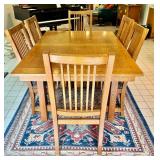 Mission Style Kitchen Table with Leaves and 6 Chairs