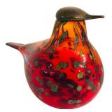 DR - Set of 2 Iittala Glass Blown Red Bird Figurines