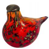 DR - Set of 2 Iittala Glass Blown Red Bird Figurines