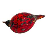 DR - Set of 2 Iittala Glass Blown Red Bird Figurines