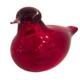 DR - Set of 2 Iittala Glass Blown Red Bird Figurines