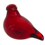 DR - Set of 2 Iittala Glass Blown Red Bird Figurines