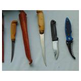 Mixed Lot of Filet Knives with Carrying Case