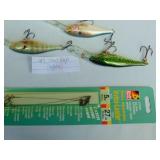 Mixed lot of 3 - #7 Rapala Shad Raps and 3 Pack of Leaders