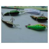 Mixed Lot of 3 - #5 Rapala Rattlin Raps, 1 - #4 Rattin Rap and 3 Pack Leaders