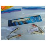 Mixed Lot of 2 - Rapala #9 Countdown, 2 - #9 Rapala Floating Rap and 3 Pack of Leaders
