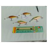 Mixed Lot of 4 - Rapala Flicker Shad Raps and Pack of 3 Leaders