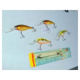 Mixed Lot of 4 - Rapala Flicker Shad Raps and Pack of 3 Leaders