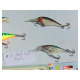 Mixed Lot of 3 - #5 Rapala Shad Raps, 1 - #10 Rapala Long Cast Lure and 1 - 3 Pack Leaders