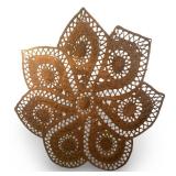 Large Woven Rattan Wall Art in Floral Design