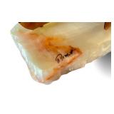 Brass and Copper Sailboat Sculpture on Stone Base Signed By Artist DeMott