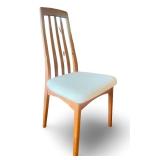 Set of 6 Mid Century Modern Style Wood Dining Chairs with Upholstered Seats