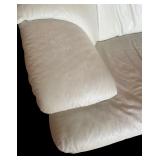 White Leather Loveseat Sofa with Padded Arms