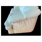 White Leather Loveseat Sofa with Padded Arms
