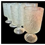 Vintage Indiana Glass Crystal Ice Clear Tree Bark Footed 6” Goblets - Set of 9