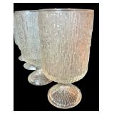 Vintage Indiana Glass Crystal Ice Clear Tree Bark Footed 6” Goblets - Set of 9