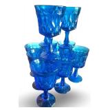 Noritake Perspective Blue 6.5" Goblets - Set of 11