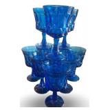 Noritake Perspective Blue 6.5" Goblets - Set of 11