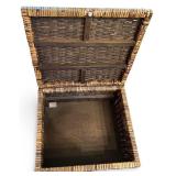 Woven Rattan Storage Basket with Hinged Lid