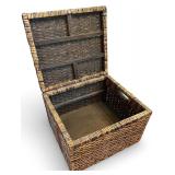 Woven Rattan Storage Basket with Hinged Lid