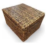 Woven Rattan Storage Basket with Hinged Lid