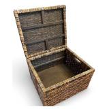 Woven Rattan Storage Basket with Hinged Lid
