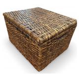 Woven Rattan Storage Basket with Hinged Lid