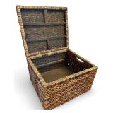 Woven Rattan Storage Basket with Hinged Lid
