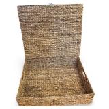 Woven Rectangular Storage Basket with Lid and Handles