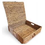 Woven Rectangular Storage Basket with Lid and Handles