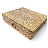 Woven Rectangular Storage Basket with Lid and Handles