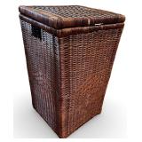 Wicker Laundry Hamper with Hinged Lid & Handles