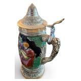 German Style Beer Stein with Music Box and Pewter Lid