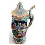 German Style Beer Stein with Music Box and Pewter Lid