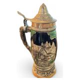 German Style Beer Stein with Music Box and Pewter Lid