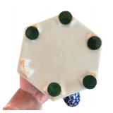 Blue & White Porcelain Hexagonal Teapot with Metal Handle