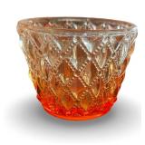 Set of 8 Vintage Orange Diamond Pattern Glass Dessert Bowls