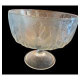 FTD Clear Glass Compote Dish with Oak Leaf Pattern