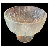 FTD Clear Glass Compote Dish with Oak Leaf Pattern