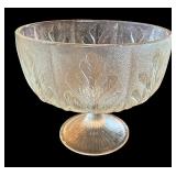 FTD Clear Glass Compote Dish with Oak Leaf Pattern