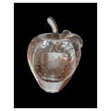 Set of 3 Clear Art Glass Paperweights Apple, Bird and Swirl Sphere