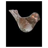 Set of 3 Clear Art Glass Paperweights Apple, Bird and Swirl Sphere