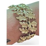 Gold Tone Leaf Motif Link Bracelet