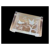 Vintage Lucite Trinket Box with Etched Bird Design