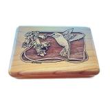 Carved Wooden Keepsake Box with Hummingbird Design
