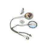 Vintage Cameo Necklace and Pin Jewelry Set