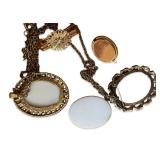 Vintage Cameo Necklace and Pin Jewelry Set