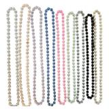 Set of 9 Silk Thread Bead Necklaces in Assorted Colors