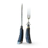 Vintage Carving Knife and Fork Set with Stag Antler Handles