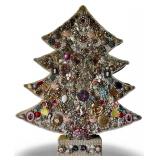 Vintage Jewelry Christmas Tree Art with Jewelry, Brooches & Beads